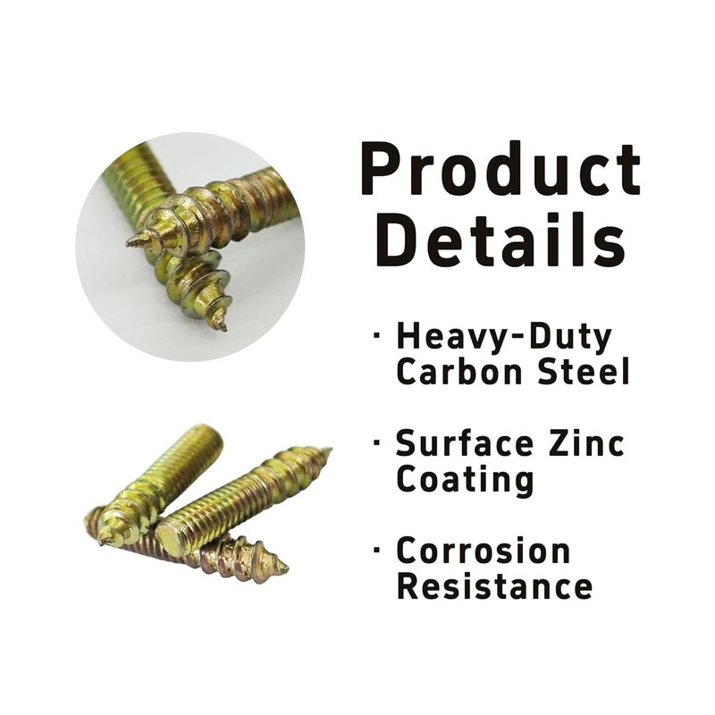 bociloy 20Pcs M4x20mm Hanger Bolts, Double Ended Thread Dowel Screws, Self-Tapping Screws for Secure Wood Joints - Image 4